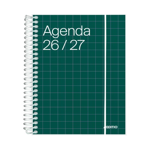Agenda escolar 26-27 tamaño A5 día página color verde. ADDITIO