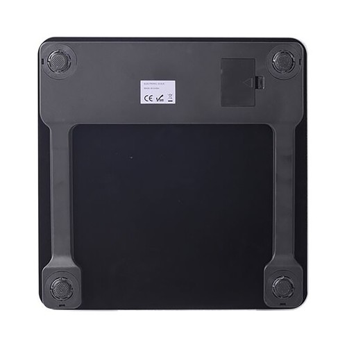 Báscula electrónica QILIVE Q.5593 de color negro, con base de cristal templado y pantalla.