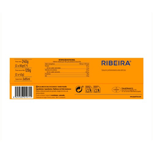 RIBEIRA Mejillón de chile en escabeche 3 x 43 g.
