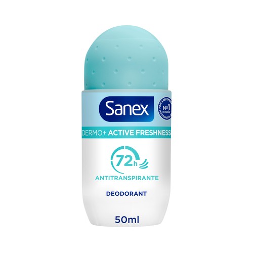 SANEX Dermo+ active freshness Desodorante roll on para mujer antitranspirante hasta 72 horas 50 ml.