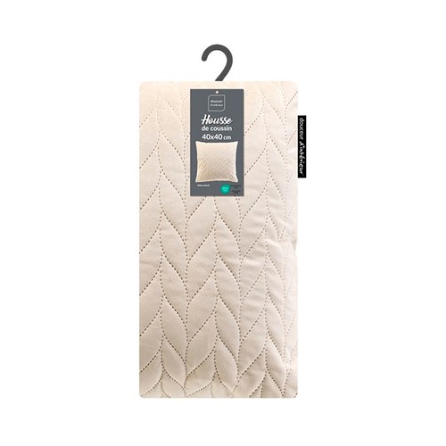 Funda de cojín terciopelo 40x40 cm., Natural DOUCEUR.