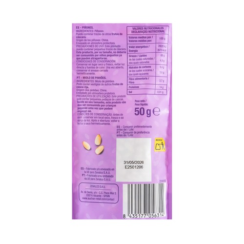 PRODUCTO ALCAMPO Piñones mondados 50 g.