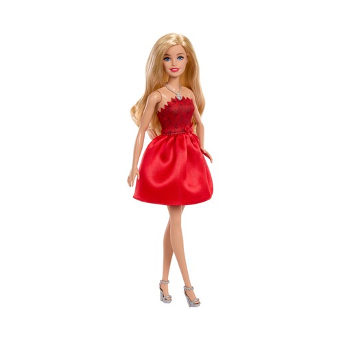 BARBIE Muñeca Barbie rubia de celebración 80Th aniversario con vestido rojo rubí, zapatos plateados y collar, coleccionable +3 Años