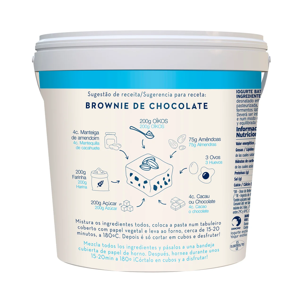 Yogur griego natural sin azúcares añadios, especial para cocinar y mezcla de Danone 900 g.