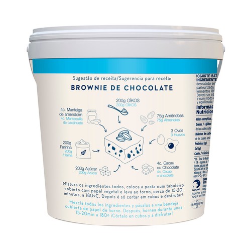 OIKOS Yogur griego natural sin azúcares añadios, especial para cocinar y mezcla de Danone 900 g.