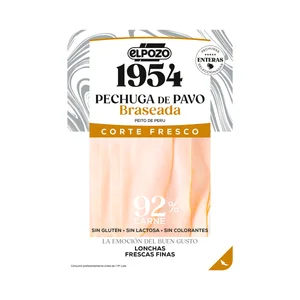 EL POZO 1954 Corte fresco Pechuga de pavo braseada, sin lactosa NI colorantes, cortada en finas lonchas 120 g.