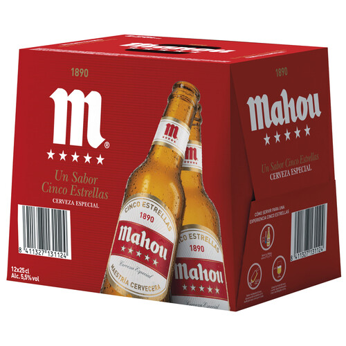 MAHOU 5 ESTRELLAS Cerveza pack 12 uds. x. 25 cl.
