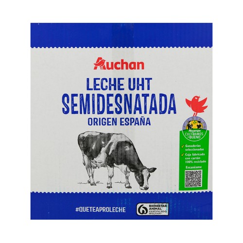ALCAMPO CULTIVAMOS LO BUENO Leche de vaca semidesnatada, de origen española 6x1 l.