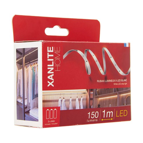 Tira led blanca 1m 150lm, 4000k pilas incluidas. XANLITE. LSAK1PICW