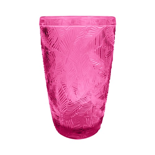 Vaso vidrio relieve 35 cl color rosa. ACTUEL