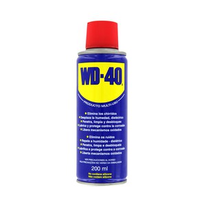 Spray de aceite multiusos con canula aplicadora WD 40 200 mililitros.