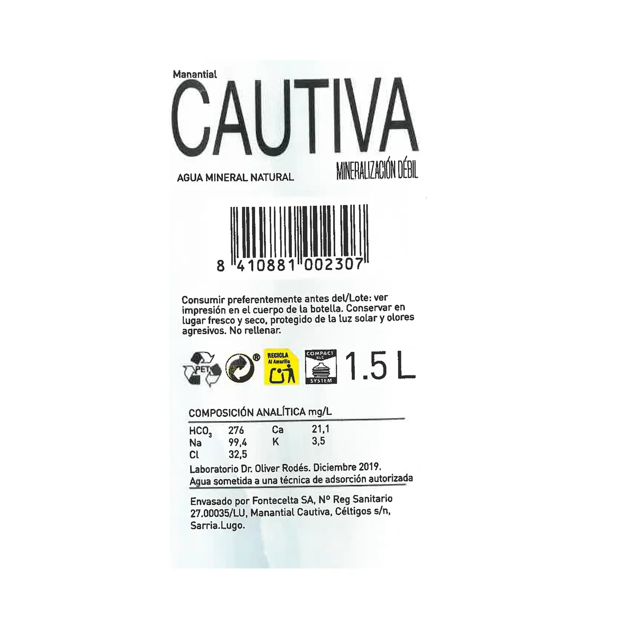Agua mineral natural 1.5 l.