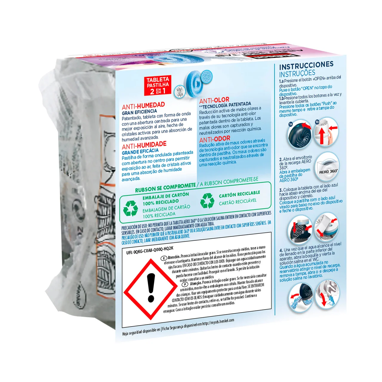 Recambio universal en tableta para deshumidificador, aroma lavanda, Aero 360°, 450grs.