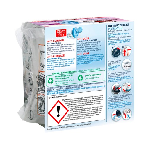 Recambio universal en tableta para deshumidificador, aroma lavanda, RUBSON Aero 360°, 450grs.