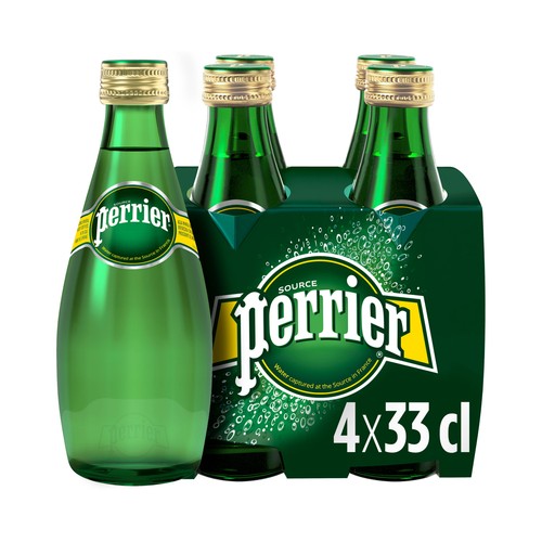 PERRIER Agua mineral natural con gas pack de 4 uds x 33 cl.