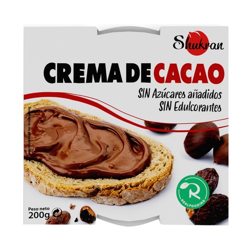 SHUKRAN Crema de castaña, dátil y cacao SHUKRAN by Realfooding 200 g.