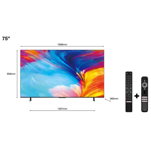 Televisión 190,5 cm (75") LED TCL 75P635 4K, HDR10, SMART TV, WIFI, BLUETOOTH, TDT T2, USB reproductor, 3HDMI, 60HZ.