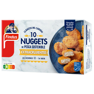 FINDUS Nuggets de pescado procedente de pesca sostenible (MSC) con empanado extracrujiente FINDUS 10 uds.