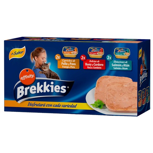 BREKKIES Comida para gatos húmeda surtido BREKKIES pack 6 uds. 100 g.