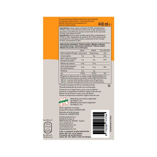 SODASTREAM Sirope mirinda regular 440 ml.