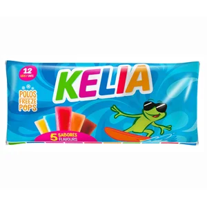 KELIA Bebidas refrescantes aromatizadas (golosinas para congelar con zumo de fruta) 12 uds. de 45 ml.