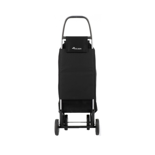 Carrito para la compra plegable con 2 bolsillos, capacidad de 43+8 litros, modelo Termo, color negro, con 4 ruedas, ROLSER.