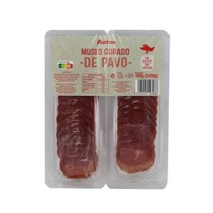 Imagen de AUCHAN Lomo de pavo elaborado a base de muslo de pavo curado 100 g. Producto Alcampo
