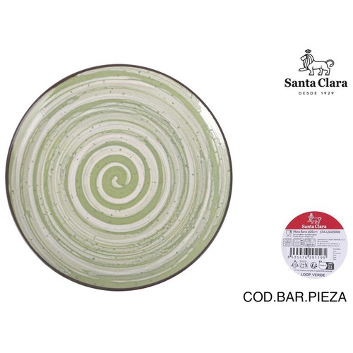 Plato llano 26cm melamina, modelo Loop verde. MONACO