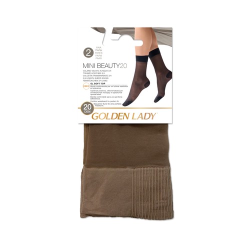Calcetín alto de 20 Den, pack de 2 Talla M/L color bronzer," GOLDEN LADY