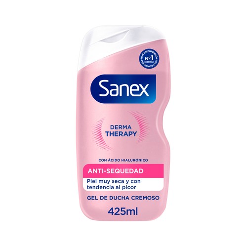 SANEX Derma Therapy Gel para baño o ducha con ácido Hialurónico, para pieles secas 425ml.