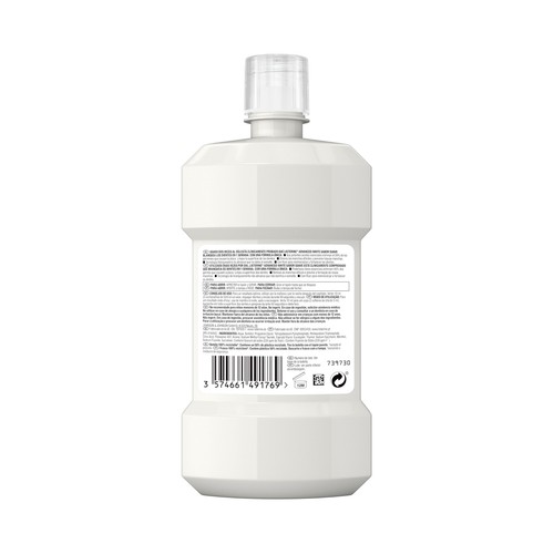 LISTERINE Advanced white Enjuague bucal con acción blanqueadora, sin alcohol y sabor suave a menta 500 ml.