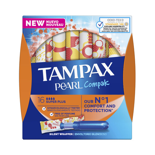 TAMPAX Tampones super plus con aplicador super plus TAMPAX Compak pearl 16 uds