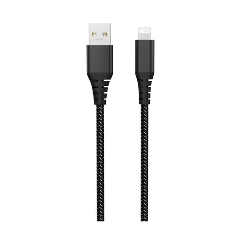Cable USB A a USB lightning QILIVE 600184385, longitud 1,5 metros, color negro.