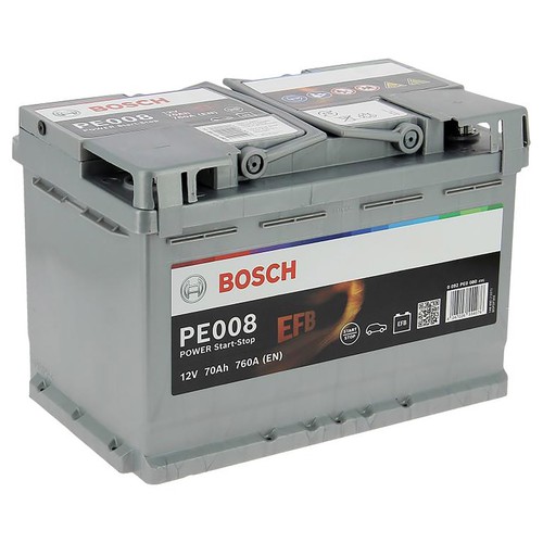 Batería de coche 70Ah EFB PE008, arranque 760A, 12V BOSCH.