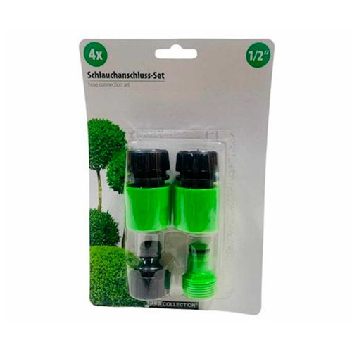 Conjunto de accesorios plásticos para manguera, en color verde, SCHUM