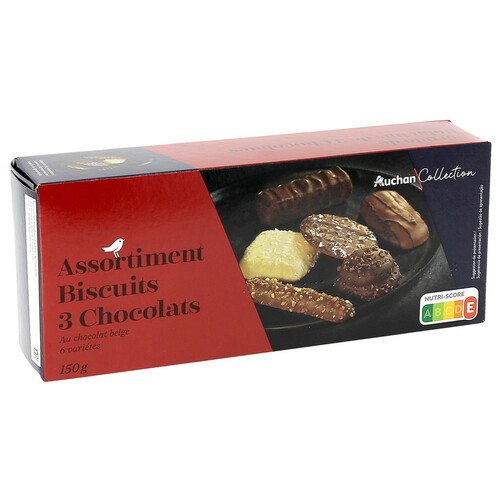 Surtido de galletas con 3 chocolates ALCAMPO GOURMET 200 g.