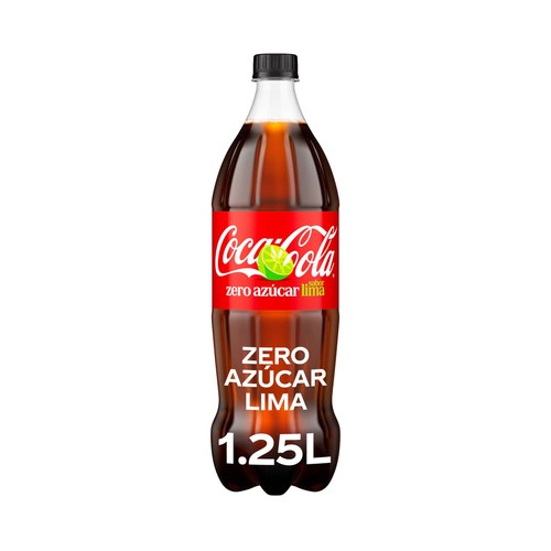 COCA COLA Zero azúcar Refresco de cola sabor lima botella 1.25 l.