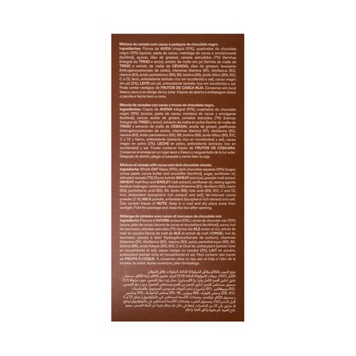 NACIONAL Cereales granola de avena integral con chocolate 300 g.