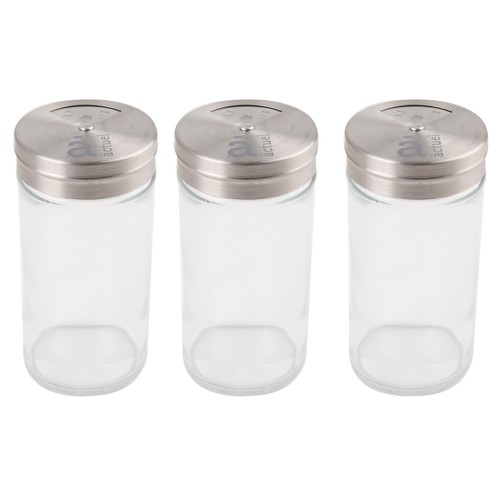 Set de 3 botes de vidrio con tapa de acero inoxidable 0,15L., ACTUEL.