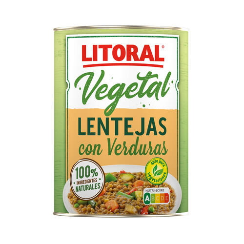 LITORAL Lentejas con verduras LITORAL lata de 430 g.