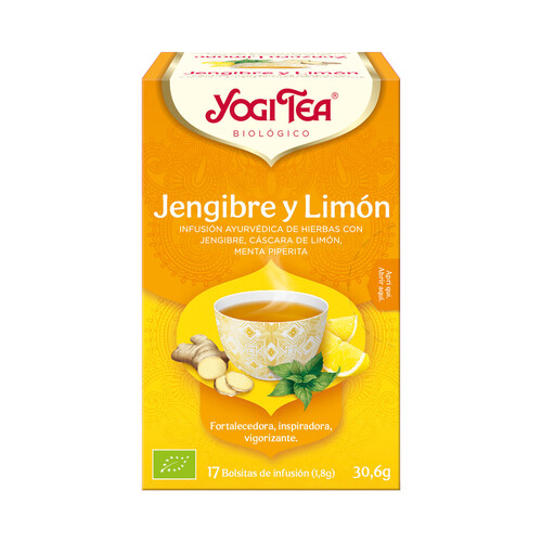 YOGI TEA Infusión BIO jenjibre limón BIO 17 uds. 30,6 g.