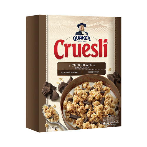 QUAKER Cereales muesli con chocolate Cruesli QUAKER 375 g.