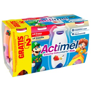 Imagen de ACTIMEL de Danone Leche fermentada con Lcasei y sabor a fresa (4) y vainilla (4) 8 x 100 ml.