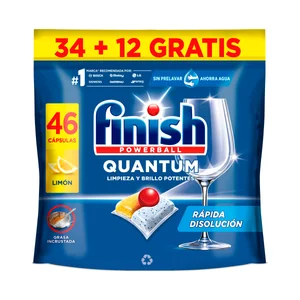 FINISH Quantum Lavavajillas a máquina olor limón 34+12 ds. 320 g.