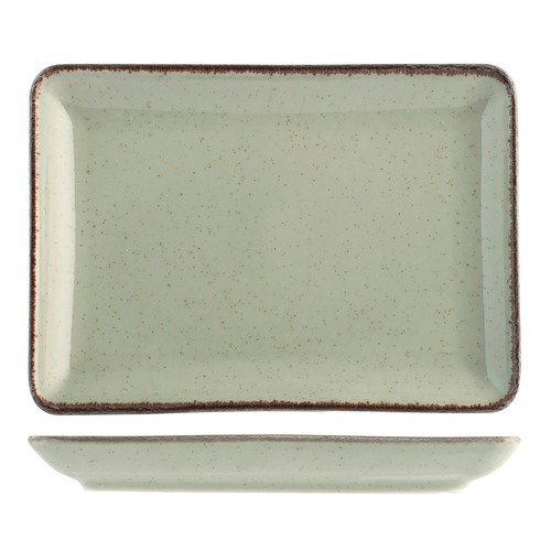 Plato rectangular fabricado en porcelana, color verde, 17 cm, Pearl PENGO.