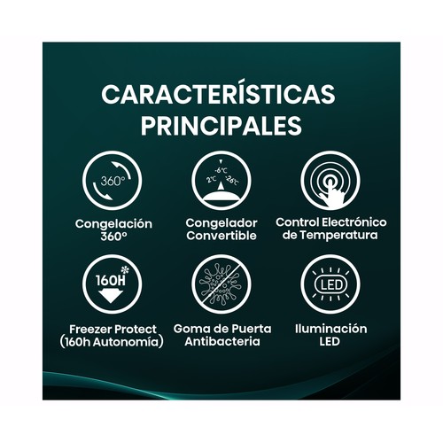 Congelador horizontal HISENSE FT100N1AWDL, clasificación energética: D, H: 85,8cm, A: 57,8cm, F: 44,4cm, capacidad total: 97L.