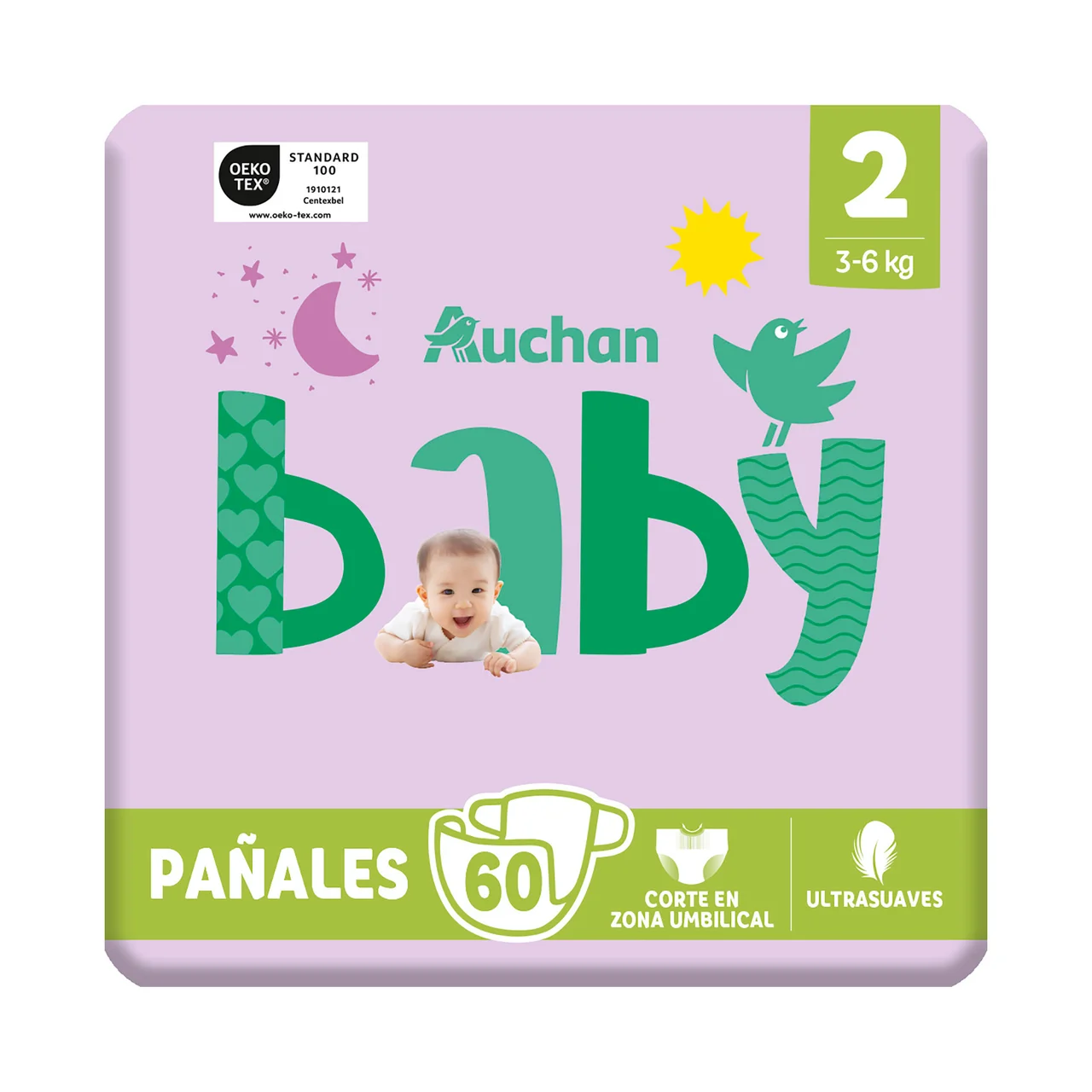 PRODUCTO ALCAMPO Baby Pañales talla 2 (3-6 kg) 60 uds.