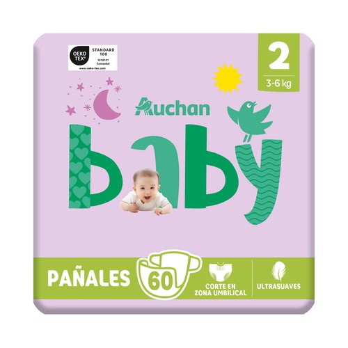 PRODUCTO ALCAMPO Baby Pañales talla 2 (3-6 kg) 60 uds.