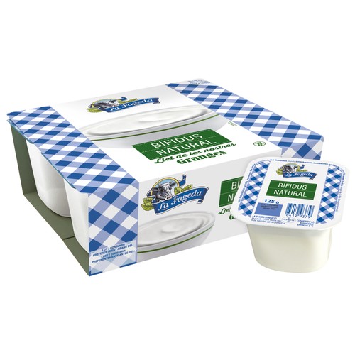 LA FAGEDA Bífidus elaborado con leche de granja, sin gluten y de sabor natural 4 x 125 g.