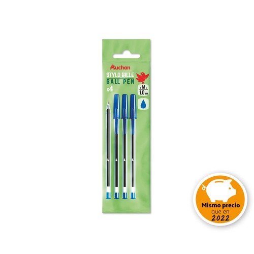 4 Bolígrafos Azul 1mm Reciclados ALCAMPO